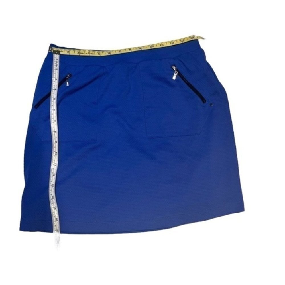 Tail golf skort embossed cerulean blue metal zipper pockets 17 inch size M - Picture 12 of 13